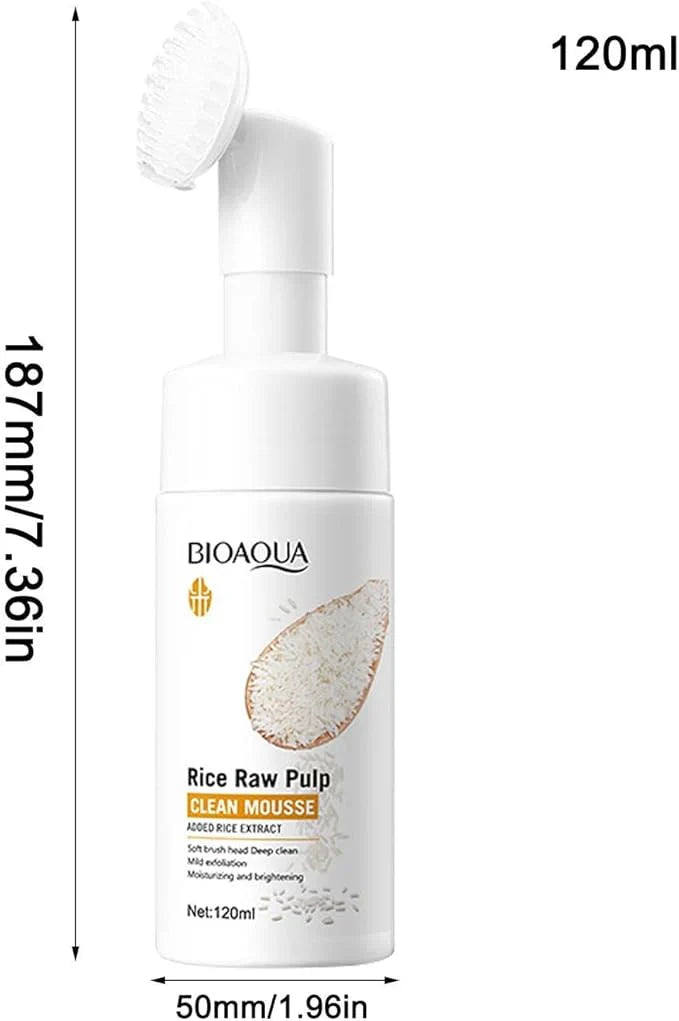 Rice Clean Mousse, 120ml, Deep Cleansing Face Wash, Hydrating Foam Cleanser, Brightening, Oil Control, Pore Minimizer