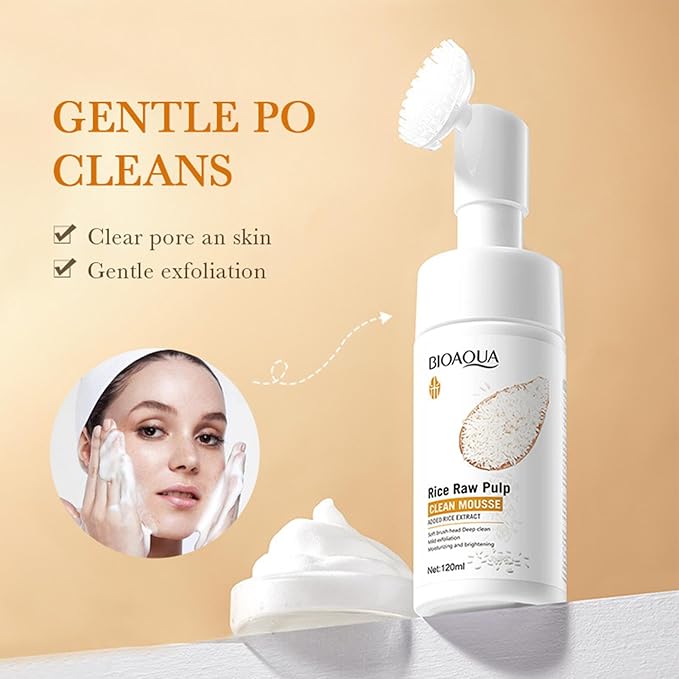 Rice Clean Mousse, 120ml, Deep Cleansing Face Wash, Hydrating Foam Cleanser, Brightening, Oil Control, Pore Minimizer