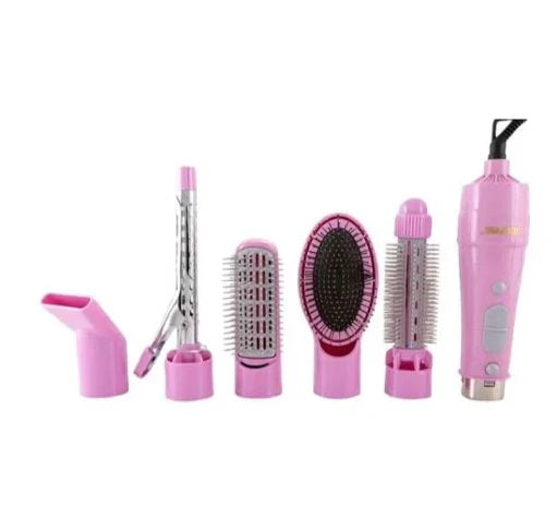 6-in-1 Hair Styler | Straightener, Crimper, Curling Wand, Hair Brush, Adjustable Heat, Swivel Cord