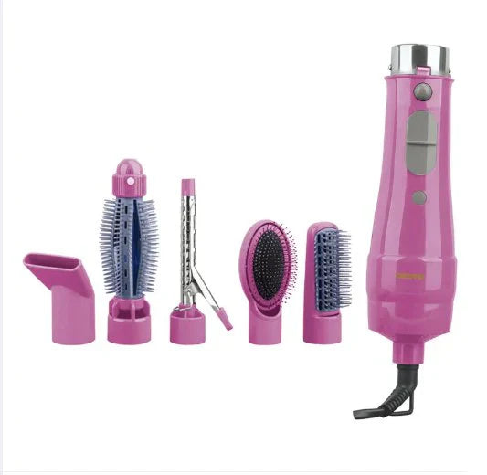 6-in-1 Hair Styler | Straightener, Crimper, Curling Wand, Hair Brush, Adjustable Heat, Swivel Cord
