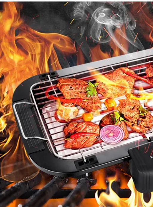 Electric BBQ Grill – Smokeless, Non-Stick, Adjustable Temperature, Indoor & Outdoor Barbecue Grill for Home & Party Cooking