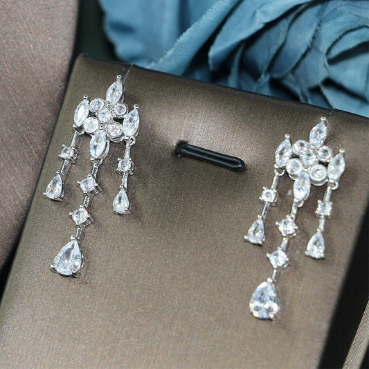 Bridal Zircon 3A Jewelry Set, Four-Piece Wedding Set, Elegant Necklace & Earrings, Luxury Zircon Bridal Jewelry, Sparkling Wedding Accessories, Bride Jewelry Set