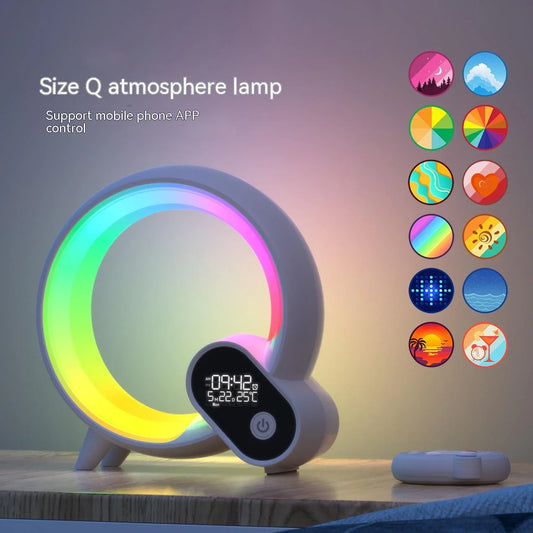 Creative Q Light Sunrise Alarm Clock – Digital Display, Bluetooth Speaker, Smart Wake-Up, Colorful LED Atmosphere Lamp