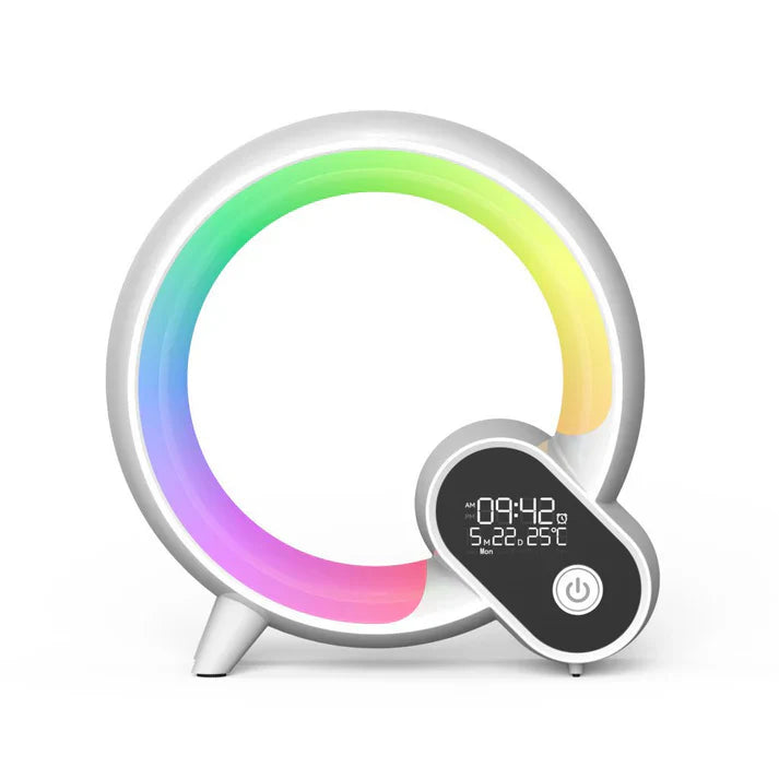 Creative Q Light Sunrise Alarm Clock – Digital Display, Bluetooth Speaker, Smart Wake-Up, Colorful LED Atmosphere Lamp