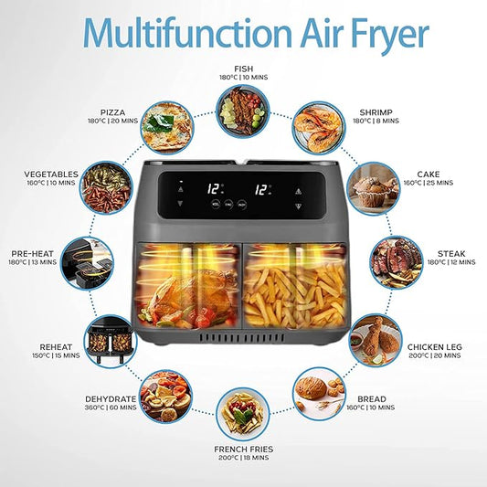 Double Air Fryer – Dual Basket, Oil-Free, Digital, Non-Stick, Multi-Function Air Fryer for Healthy Cooking