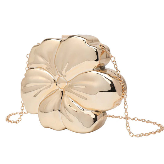 Flower Women's Clutch, Chain Crossbody Bag, Elegant Evening Purse, Floral Handbag, Fashion Shoulder Bag, Stylish Mini Tote, Trendy Party Bag