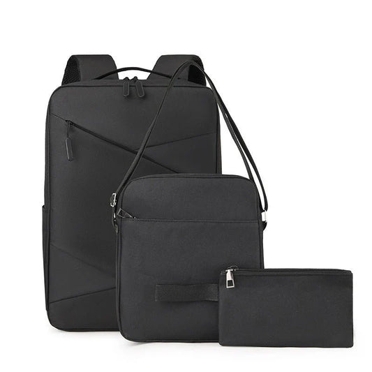 New Business Commute Trip Computer Backpack | Men's 3-Piece Set, Laptop Bag, Travel Essentials, Office Backpack