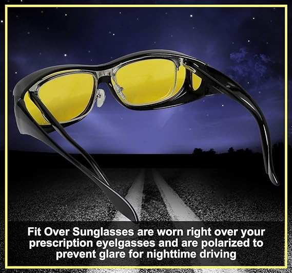 Night Driving Glasses, Anti-Glare Vision Glasses, Polarized Night Glasses, HD Nighttime Driving Eyewear, Yellow Lens Glasses, Night Safety Glasses