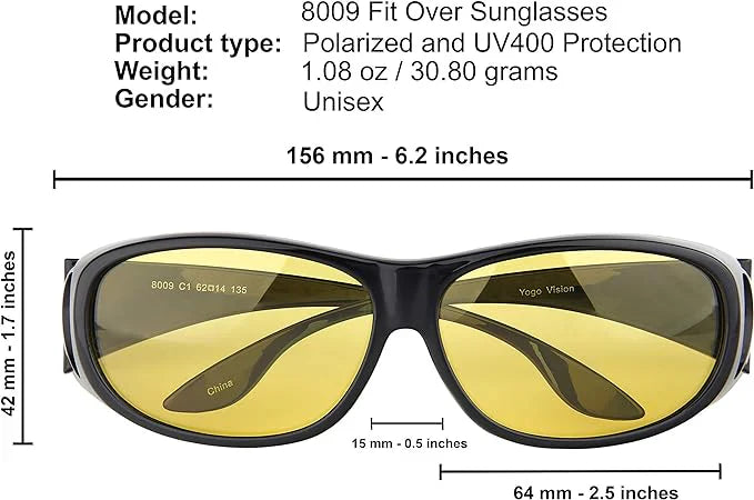 Night Driving Glasses, Anti-Glare Vision Glasses, Polarized Night Glasses, HD Nighttime Driving Eyewear, Yellow Lens Glasses, Night Safety Glasses