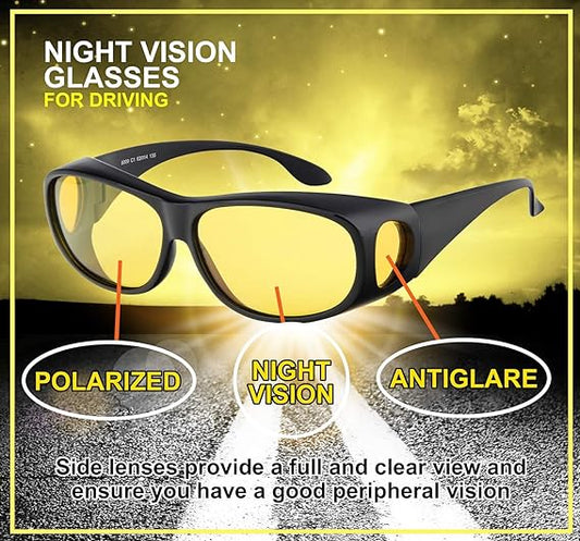 Night Driving Glasses, Anti-Glare Vision Glasses, Polarized Night Glasses, HD Nighttime Driving Eyewear, Yellow Lens Glasses, Night Safety Glasses