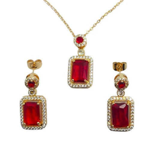 Royal Gemstone Necklace Set – Elegant, Handmade, Gold-Plated Jewelry for Women, Weddings & Special Occasions