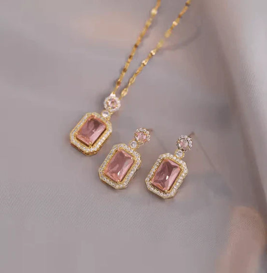 Royal Gemstone Necklace Set – Elegant, Handmade, Gold-Plated Jewelry for Women, Weddings & Special Occasions